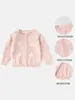 Hora del Boina Suéter para Bebé Niñas Otoño Invierno Manga Larga Cardigan Tejido Ropa para Bebé Suéter para Bebé Top Versátil