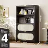 Cómoda Negra Estilo Mediados de Siglo Gabinete de Almacenamiento para Sala de Estar Dormitorio Gabinete de Almacenamiento Estantería Gabinete de Entrada Gabinete Estrecho Alto Multicapa
