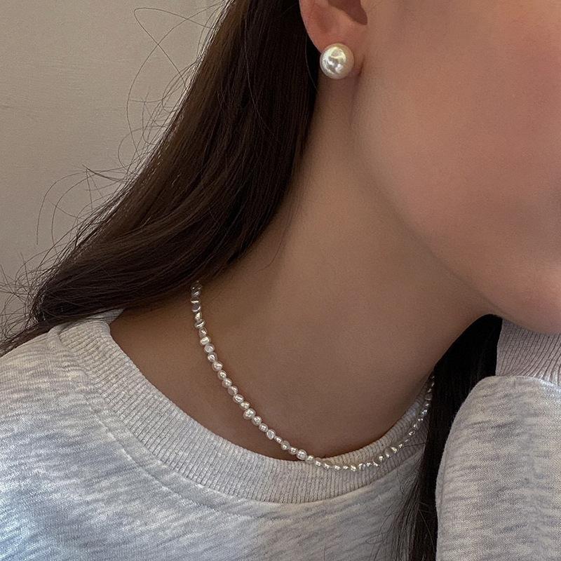 不规则巴洛克珍珠项链女百搭14k注金简约时尚天然淡水珍珠锁骨链
