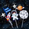 Juego de 7 piezas de transbordador espacial, astronauta, planeta, cohete, decoración para tartas, modelo de aviación, cohete de aventura