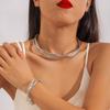 Anillo de Metal Personalizado Estilo Europeo y Americano Transfronterizo, Collar de Cadena Múltiple, Diseño de Líneas Geométricas, Juego de Joyería Exagerado
