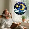 Colgante de Cristal de Luna Sol Cruz Entrelazados Adorno de Cristal Colgante para el Hogar Decoración de Ventana Atrapasoles para el Jardín