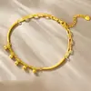 Pulseira Dourada Smile Dourada com Contas para Mulheres, Luxo Leve, Sensação de Alto Padrão, Ouro de Imitação, Joias de Nicho de Alto Padrão, Presente para Namorada, Joias no Atacado