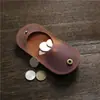 Bolsa para monedas mini hecha a mano de cuero genuino para hombre, capa superior de piel de vaca, bolsa de almacenamiento para monedas, bolso pequeño, billetera moderna para mujer