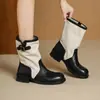Botas Martin de lona plataforma Melard, estilo feminino, nova coleção outono 2026, Botas Western, Botas de cowboy