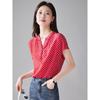 Camisa de Lunares para Mujer de Manga Corta Verano 2025 Nuevo Estilo Camisa Suelta Femenina con Cuello Blusa de Chifón Top