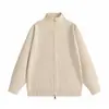 2026 Estilo Coreano Simple Casual Moda Color Sólido Cuello Alto Cardigan de Punto Estilo Primavera/Otoño Doble Cremallera Holgado Unisex