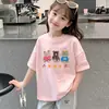 Algodão Puro Meninas 2026 Manga Curta Estiloso Verão Novo Estilo para Crianças Maiores, Roupa de Verão para Meninas, Blusa de Manga Curta Solta Infantil