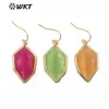 WT-E740 color Piedra Ojo de Gato hexagonal pendientes de gancho pequeños pendientes de ropa lisa para todo tipo de atuendo
