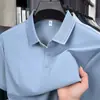 Camisa Polo de Jacquard de Nylon con Sensación de Hielo para Hombre de Verano, Transpirable sin Costuras, Cuello Campana, Camisa Polo de Manga Corta Casual de Negocios para Hombre