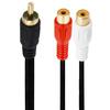 Cable de extensión de audio RCA macho chapado en oro a 2RCA hembra, cable de extensión de audio, cable de doble flor de loto