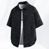 Camisa delgada de manga corta con estampado integral de moda para hombre, casual de verano con sensación de alta gama, corte holgado, camisa de manga corta talla grande