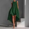 Vestido Casual Suelto Asimétrico de Nuevo Estilo 2026 con Dobladillo Alto-Bajo Sin Mangas Ropa de Resort para Mujer Sin Mangas Suelto