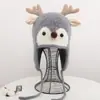 Sombrero de Ciervo Pequeño Sombrero de Punto Otoño e Invierno Lindo Súper Adorable Estilo Coreano Sombrero con Protección para las Orejas Suelto Sombrero de Pescador de Lana para Estudiante