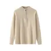 Suéter de Lana Pura para Otoño e Invierno para Hombre, Cuello Alto Medio con Cremallera, Engrosado, Holgado, Informal, Suéter de Punto Básico para Jóvenes y Personas de Mediana Edad