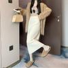 Saia de Pelúcia de Visão Criptografada 2025 One-Step Feminina Outono e Inverno Malha de Lã Cintura Alta Justa Comprimento Médio Colada ao Corpo