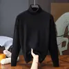 Suéter estilo outono e inverno, gola alta masculina de cor sólida, pulôver de tricô, camada base, top interno quente, dropshipping transfronteiriço