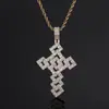 Collar con Colgante de Cruz de Cobre Estilo Hip-Hop Europeo y Americano Full Diamond, Se Puede Ensartar en una Cadena de Piedra Única