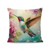 Funda de Almohada para Todas las Estaciones con Diseño de Colibrí, Hibisco, Lobo y Gato, Funda de Cojín para Sofá Decoración del Hogar Estilo Rústico