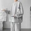 Traje Casual Deportivo Waffkle para Hombre Sudadera Calle Frita Marca de Moda Primavera y Otoño Tallas Grandes Pantalones Rectos Conjunto de Dos Piezas