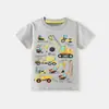 Camiseta de Manga Corta para Niños Transfronteriza con Estampado de Dibujos Animados de Excavadora para Primavera y Verano, Tops Estilo Europeo y Americano, Al por Mayor en Stock