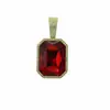 Moda Joyería Europea y Americana Cuadrado Piedra Preciosa de Color Collar Colgante Hombres Hip-Hop Cadena Cubana Full Diamante Collar Unisex