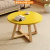 Mesa de Centro Simples para Apartamento Pequeno Sala de Estar Combinação para Casa Mesa Lateral de Sofá Varanda Madeira Maciça Minimalista Mesa Redonda Pequena Mesa de Chá Madeira Maciça