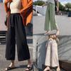 Pantalones de tiro real 9705# para mujer, con cintura elástica, holgados, finos, de cintura alta, informales, de gasa, con pierna ancha