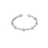 Anel de Prata Esterlina S925 Vazado com Diamante para Mulheres Design Minimalista Empilhável Ins Xadrez Fino Liso Anel Aberto