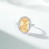 Anillo de Plata de Ley S925 de Colorido Gema Corte Flor de Hielo Tamaño Extra Grande Forma de Huevo de Paloma para Mujer, Anillo Brillante en Forma de Huevo de Diamante de Alto Carbono