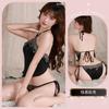 Lingerie Sexy com Alças, Tanga Vazada Bordada, Sedução Transparente de Cintura Baixa T-Back, Estilo Abstinência Qqny