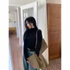 Cuello de mañana [buena calidad] [estilo impulsivo] Terciopelo alemán cuello semi-alto nuevo para mujer otoño manga larga cálido corte ajustado