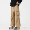 Pantalones de paracaidista, monos rectos para hombre, primavera y otoño, plisados, con bolsillo grande, cordón, pantalones holgados de pierna ancha, monos japoneses, monos para hombre