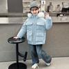 Parka de Algodón con Plumas para Niñas de Invierno de Longitud Media con Cuello de Piel Nuevo Abrigo de Algodón Cálido Engrosado para Niños