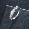 Serie Arcoíris Anillo de circón de color natural europeo y americano doble fila de circón de color anillo color oro de 18 quilates para mujer en stock venta al por mayor
