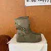 Otoño Invierno 2026 Nuevas Botas Vaqueras Retro Occidentales para Mujer Tacón Grueso Botas de Media Caña Hebilla de Cuero Botas de Jinete Botas Cortas de Motocicleta
