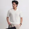Polo de punto para hombre estilo old money de manga corta, verano, nuevo, alta intelectualidad, tacto relajado, jacquard tridimensional, tejido de punto transpirable