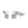 Pendientes transfronterizos europeos y americanos de plata esterlina S925 con incrustaciones de circonita y perla de agua dulce natural. Pendientes de alta gama a juego para mujer.