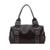 Bolso de Hombro Asimétrico Estilo Coreano para Mujer, Piel Suave, Remaches, Bolso Tote Cilíndrico, Moderno, Gran Capacidad, Bolso de Mano para Viajes y Uso Diario