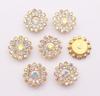 Coser Girasol Garra Pedrería 14mm Espalda Plana Redondo Piedra de Cristal Brillante Base Oro Escarchado Coser Ropa