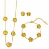 Nuevo Conjunto de Tres Piezas de Lujo de Nicho de Alta Gama, Collar, Pulsera y Pendientes de Acero de Titanio con Trébol de Cinco Hojas de Doble Cara para Mujer, Venta al por Mayor Transfronteriza