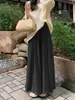 Calça-Saia Feminina Outono Petite Cor Café Melardo Marrom, Calça Larga Casual Solta com Caimento