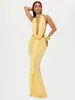 Moda Sexy Europea y Americana para Mujer 2026 Top Sexy sin Espalda con Cuello Halter, Cinta Fruncida y Conjunto de Falda Bodycon para Mujer