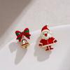 Pendientes colgantes de árbol de Navidad de estilo europeo y americano, serie navideña, con diseño de diamantes de dibujos animados para mujer.
