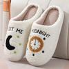 Nuevas Pantuflas de Algodón Transfronterizas de Otoño e Invierno para Hombres y Mujeres, Reloj de Luna para el Hogar, Pantuflas de Algodón Cálidas para Interior al Por Mayor