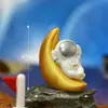 Decoração criativa para casa com tema de astronauta, figuras de resina, enfeites para decoração de bolos e acessórios de bola de cristal