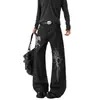 Calça Jeans Estampada Little Pony Americana para Homens e Mulheres Outono High Street Jeans de Sarja Crua Marca Tendência Cleanfit Micro-Flare Calça Longa