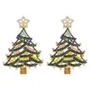Pendientes de Navidad transfronterizos europeos y americanos, pendientes clásicos de árbol de Navidad con cuentas de metal, pendientes de moda de reno y lazo con pedrería