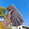 Luvas Femininas Inverno Jacquard Tricotadas Quentes Escovadas À Prova de Frio Tela Sensível ao Toque Lã Dedo Dividido Cinco Dedos Onduladas para Homens