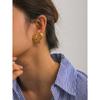 Pendientes de acero inoxidable con textura de melocotón en forma de corazón, oro de 18 quilates, nuevos, transfronterizos entre Europa y Estados Unidos, con red roja y amor, de acero de titanio.